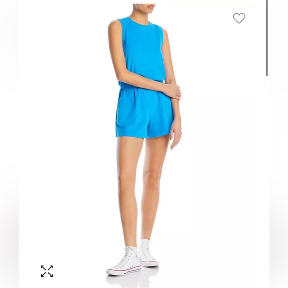 WAYF Sleeveless Terry Blue Romper